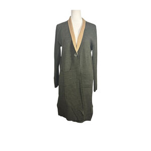 Size L Paul Costelloe Black Label olive green Merino wool blend casual cardigan